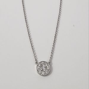 Express rhinestone pave circle silver necklace